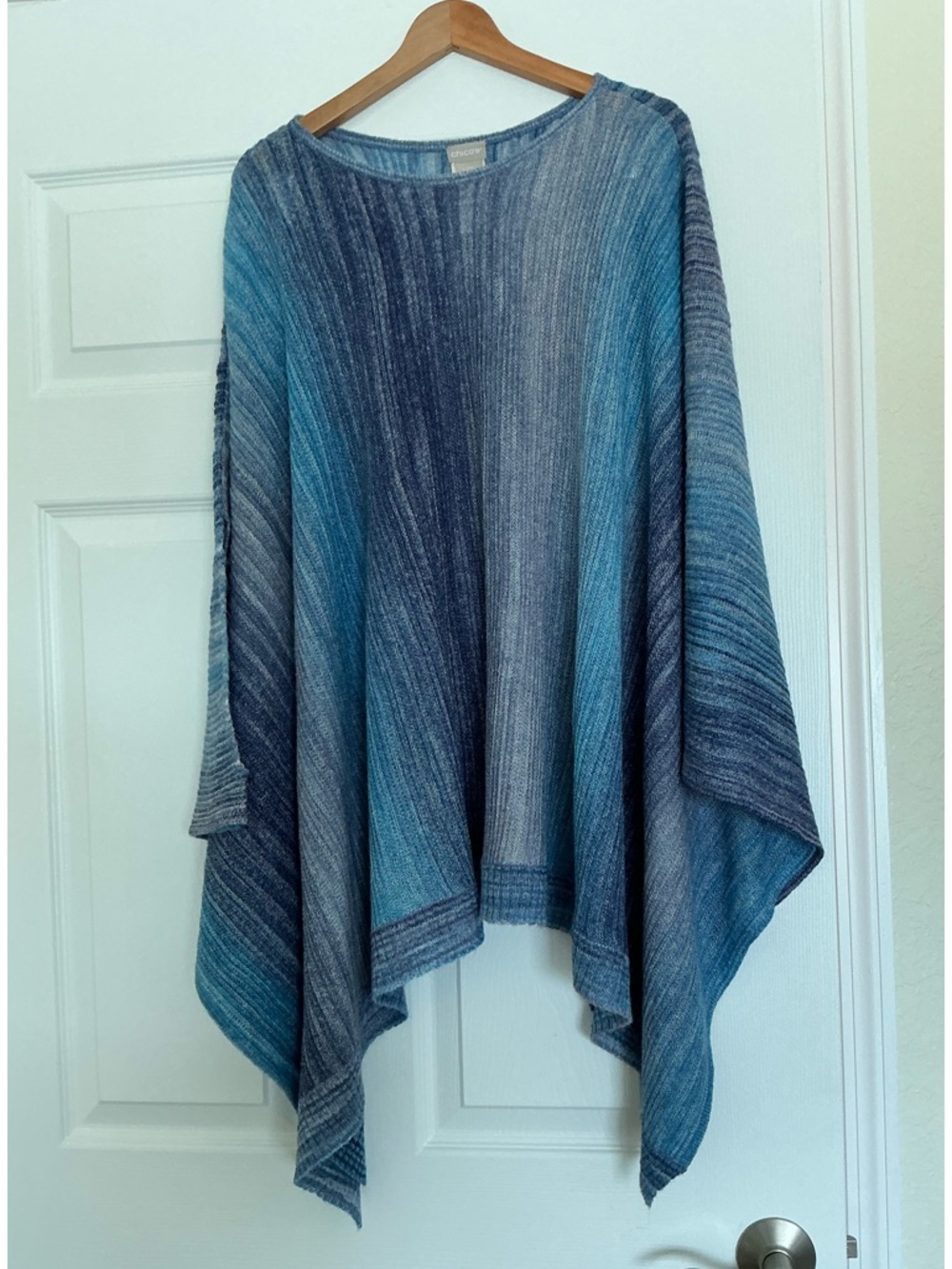 Chico's Blue Multi-Tone Knit Cape